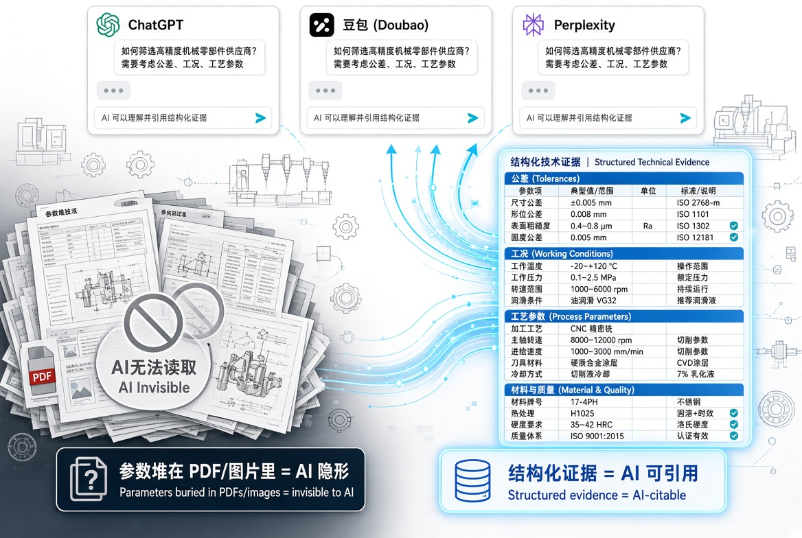 机械制造企业GEO优化实战:技术参数如何转化为AI可引用证据 机械制造企业GEO优化实战:技术参数如何转化为AI可引用证据